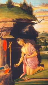 De heilige Hiëronymus in de woestijn door Sandro Botticelli